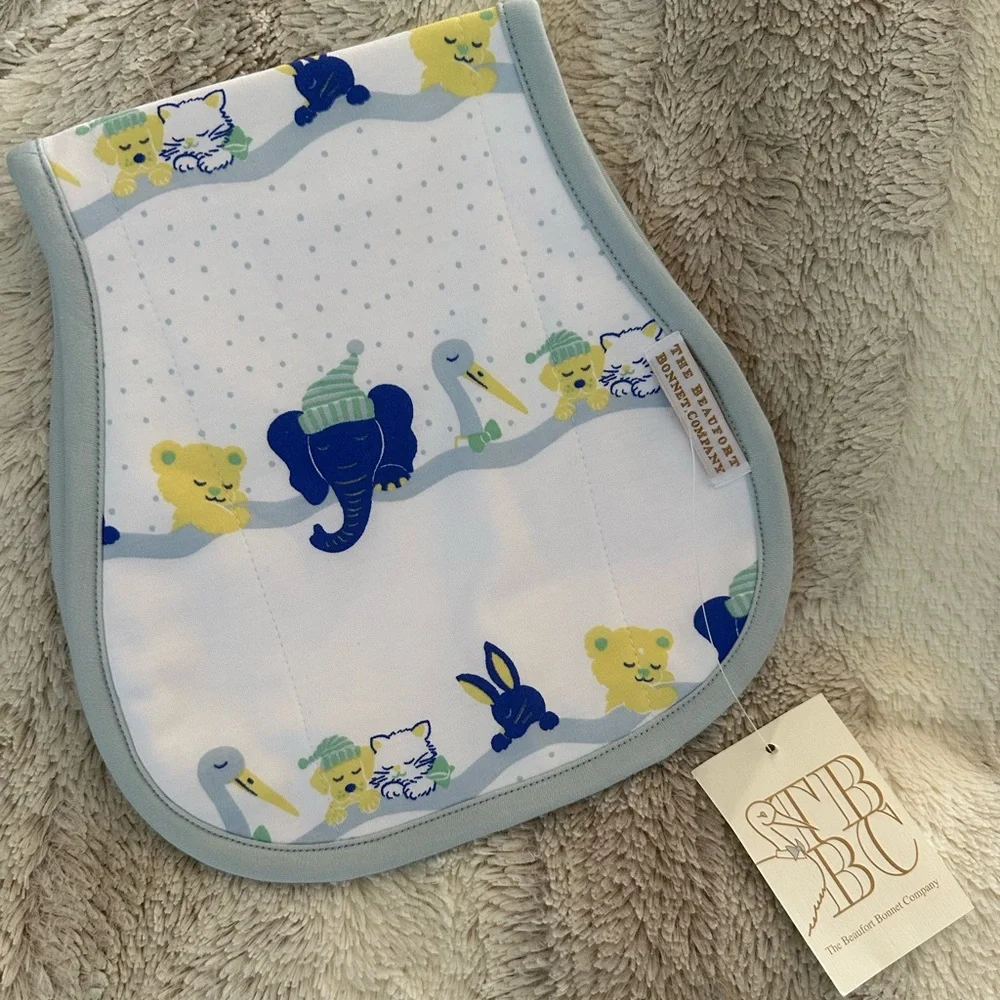 The Beaufort Bonnet Company Oopsie Daisy Burp Cloth Tuck Me In Blue NWT - Picture 2 of 5